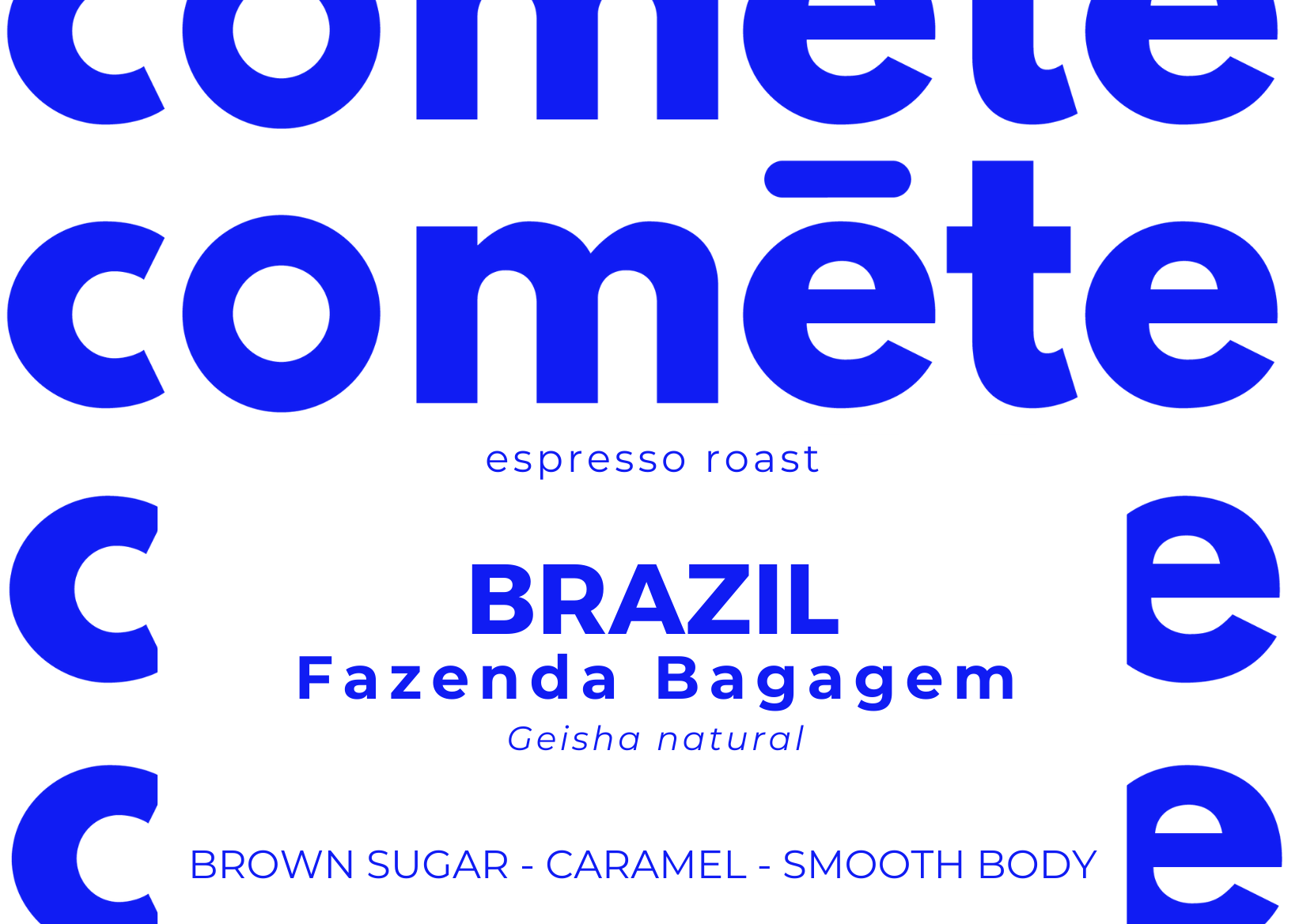 coffee beans from Brazil, Orioli family, Fazenda Bagagem, natural process, notes of brown sugar, caramel, smooth body, variety : gesha / geisha