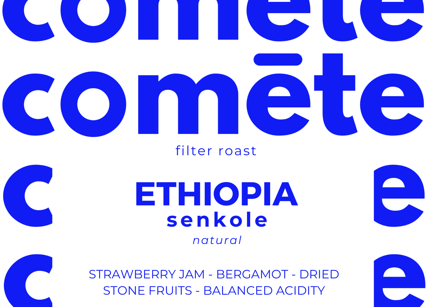 coffee beans from Ethiopia senkole, natural process, strawberry jam, bergamot, dried stone fruits - balanced acidity