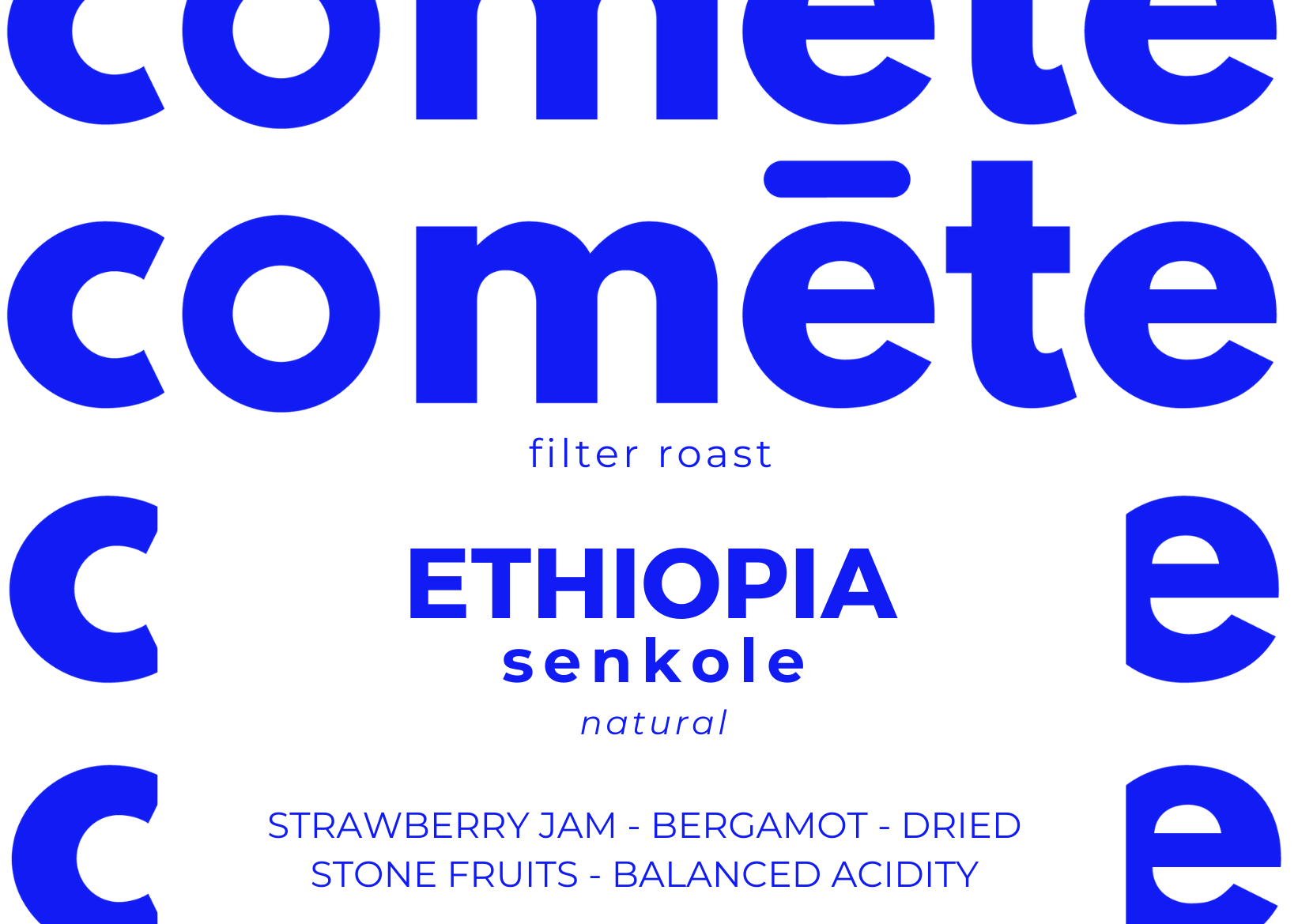 coffee beans from Ethiopia senkole, natural process, strawberry jam, bergamot, dried stone fruits - balanced acidity