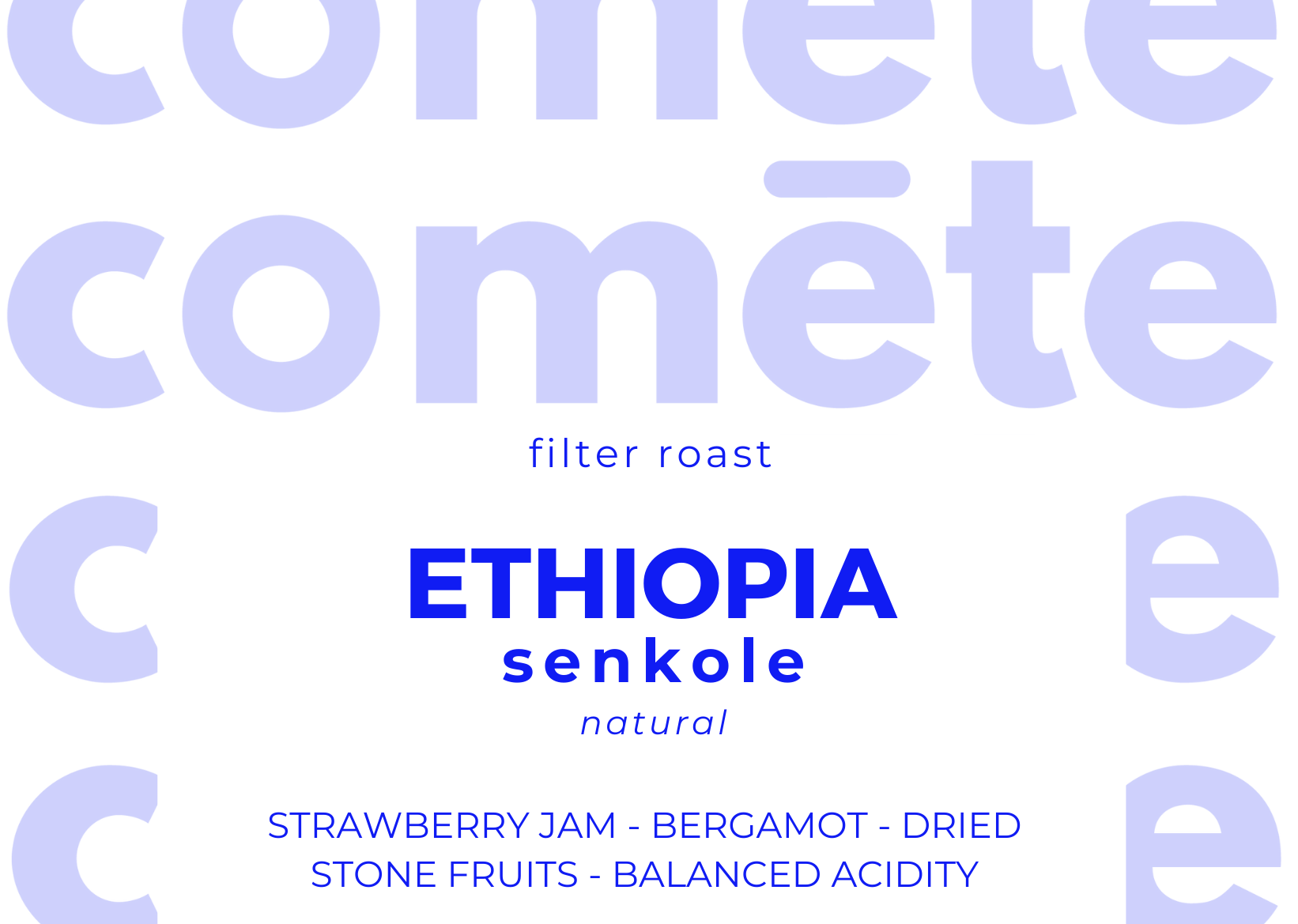 coffee beans from Ethiopia senkole, natural process, strawberry jam, bergamot, dried stone fruits - balanced acidity